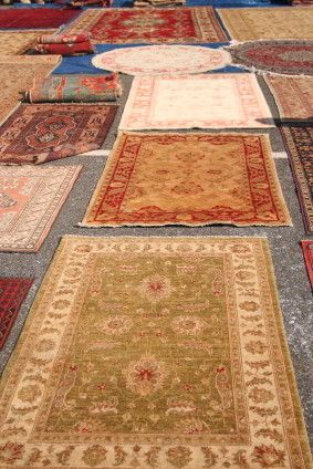 Oriental rugs on display.
