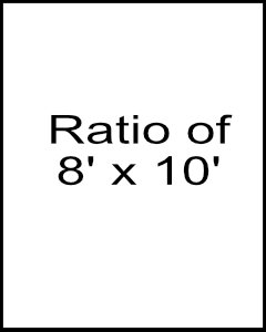Showing ratio of 8' x 10' rug size.