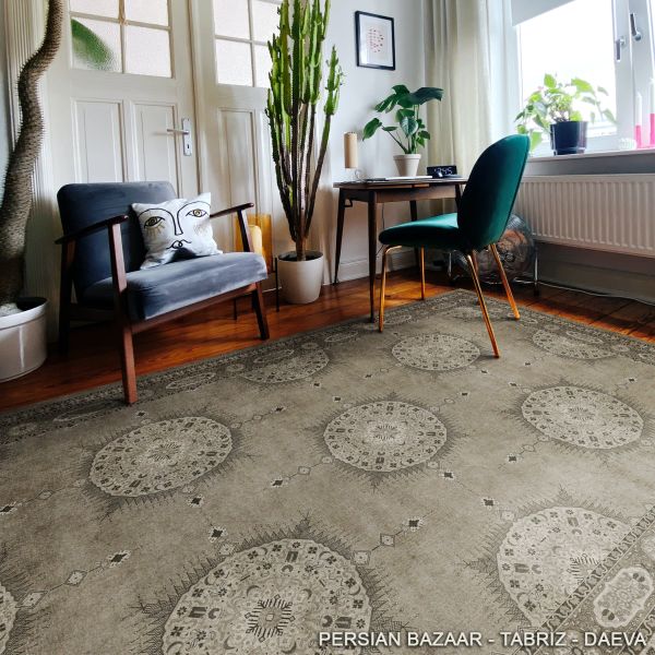 vinyl floor cloth in a living room